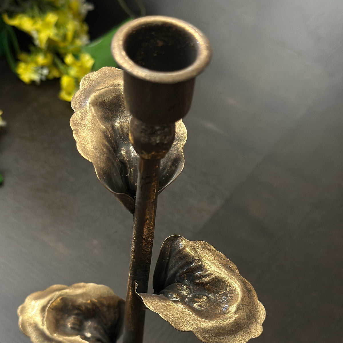 Metal Leaf Candle Holders – Set of 3