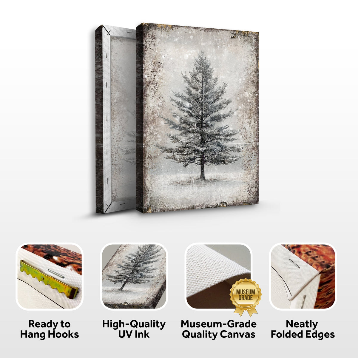 Vintage Christmas Tree Wall Art with Free 100+ Christmas Print