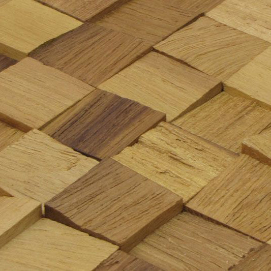 Iroko Natural Mesh-mounted Wood Mosaic Wall Tile - Livfloors Collection