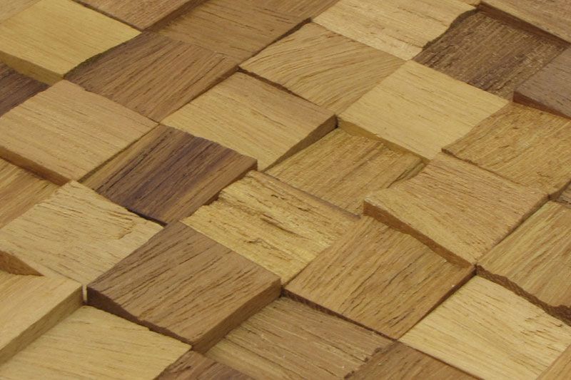 Iroko Natural Mesh-mounted Wood Mosaic Wall Tile - Livfloors Collection