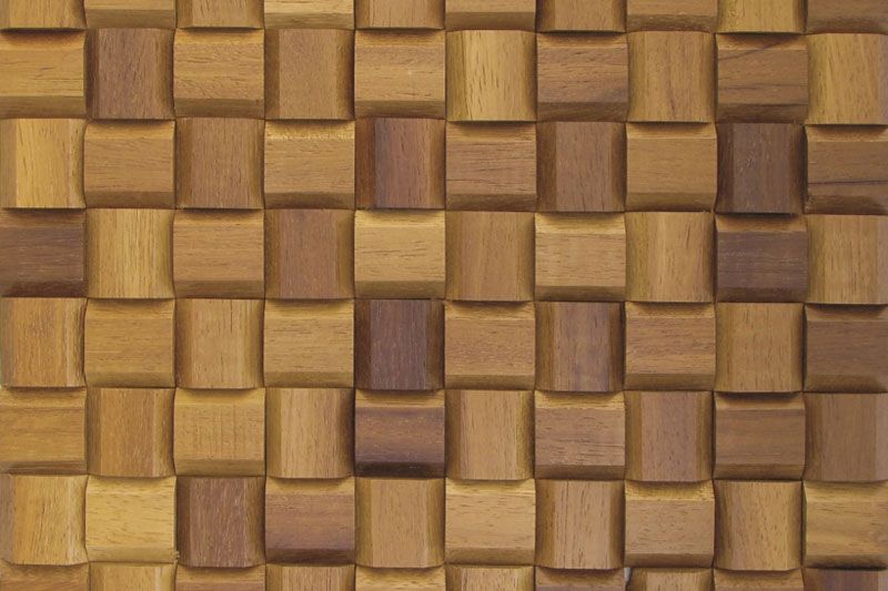 Iroko Pyramid Mesh-mounted Wood Mosaic Wall Tile - Livfloors Collection