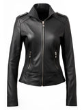 Isabella Black Biker Women Leather Jacket