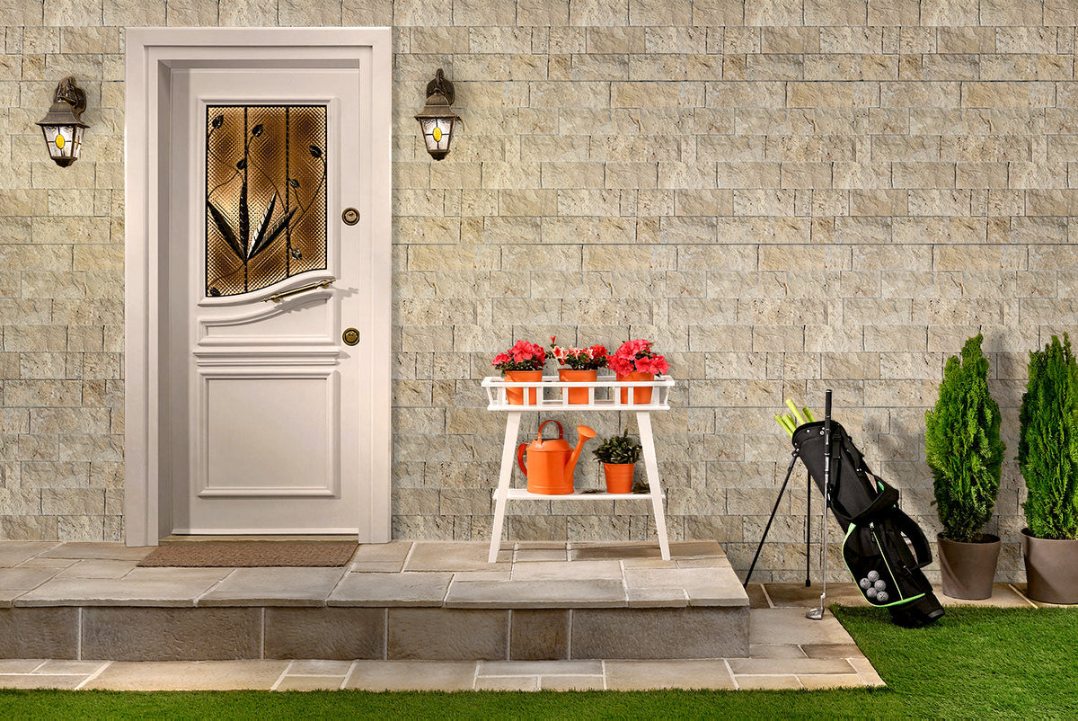 Ivory Light 6"xFree Length Split-face Natural Travertine Wall Tile - Livfloors Collection