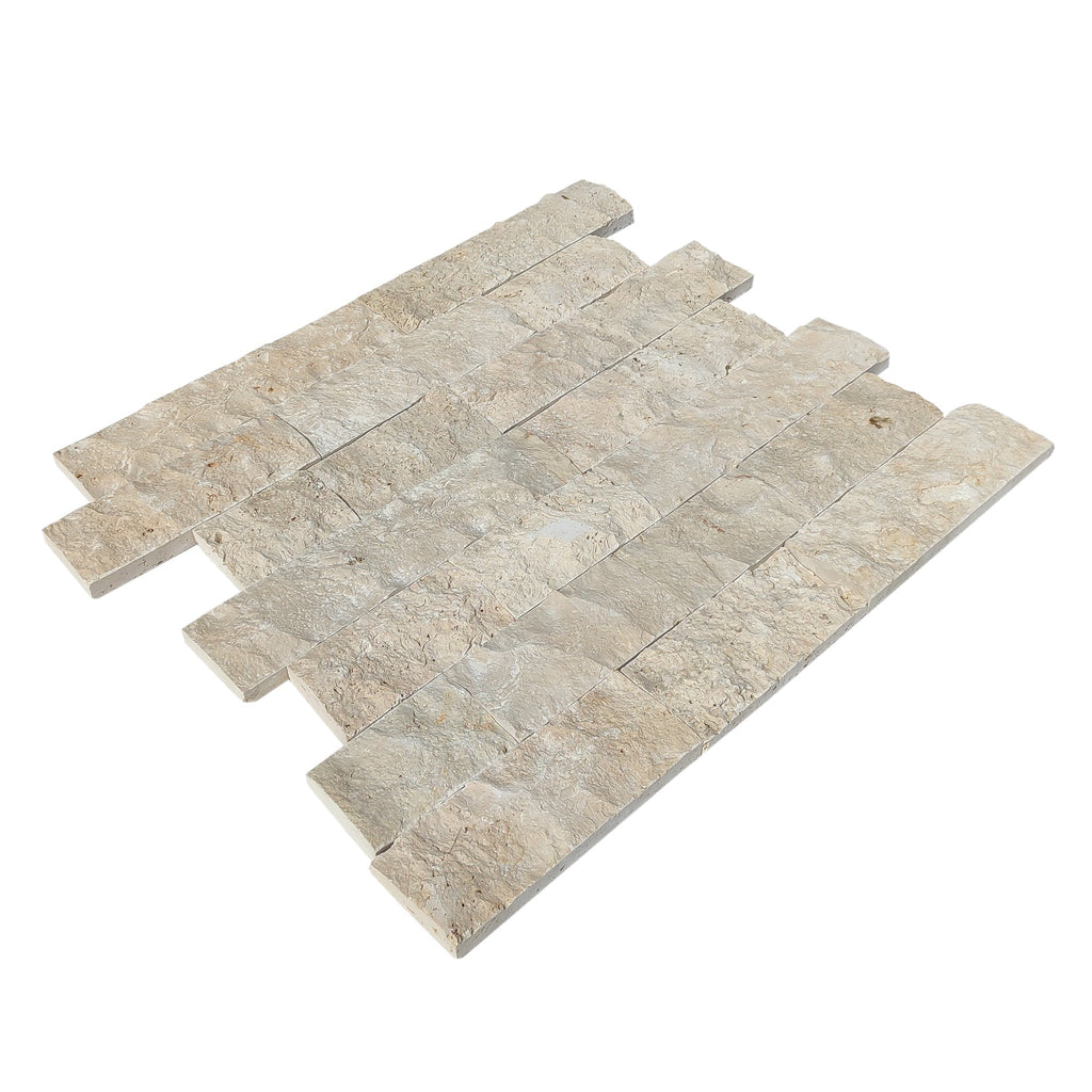 Ivory Light 4"xFree Length Split-face Natural Travertine Wall Tile - Livfloors Collection