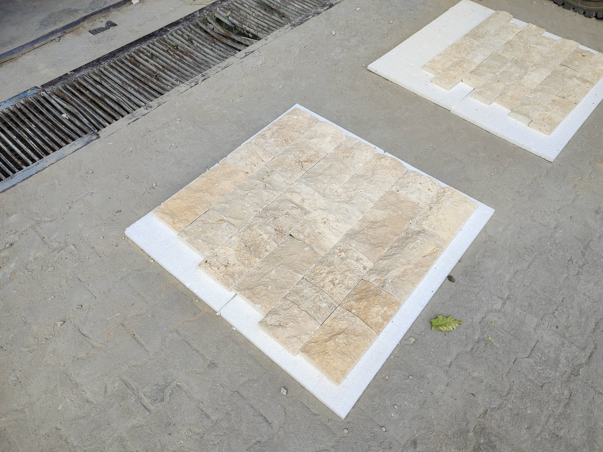Ivory Light 6"xFree Length Split-face Natural Travertine Wall Tile - Livfloors Collection