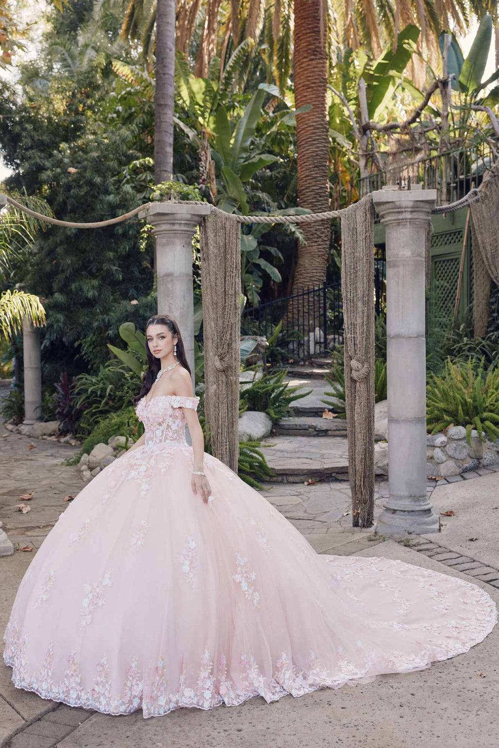 Juliet JT1460J Off the Shoulder Corset Bodice Poofy Quinceanera Gown