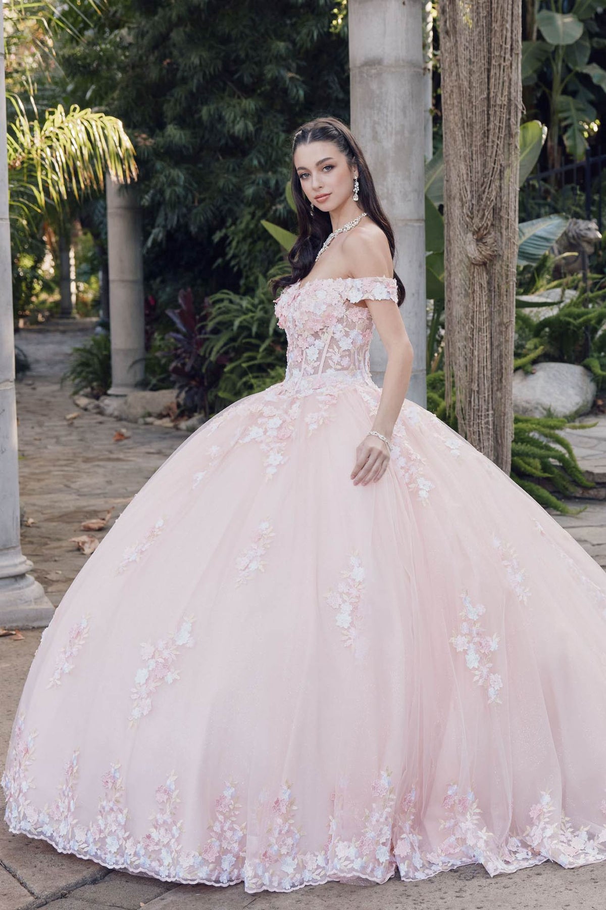 Juliet JT1460J Off the Shoulder Corset Bodice Poofy Quinceanera Gown
