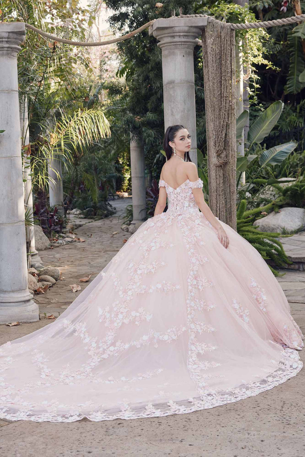 Juliet JT1460J Off the Shoulder Corset Bodice Poofy Quinceanera Gown