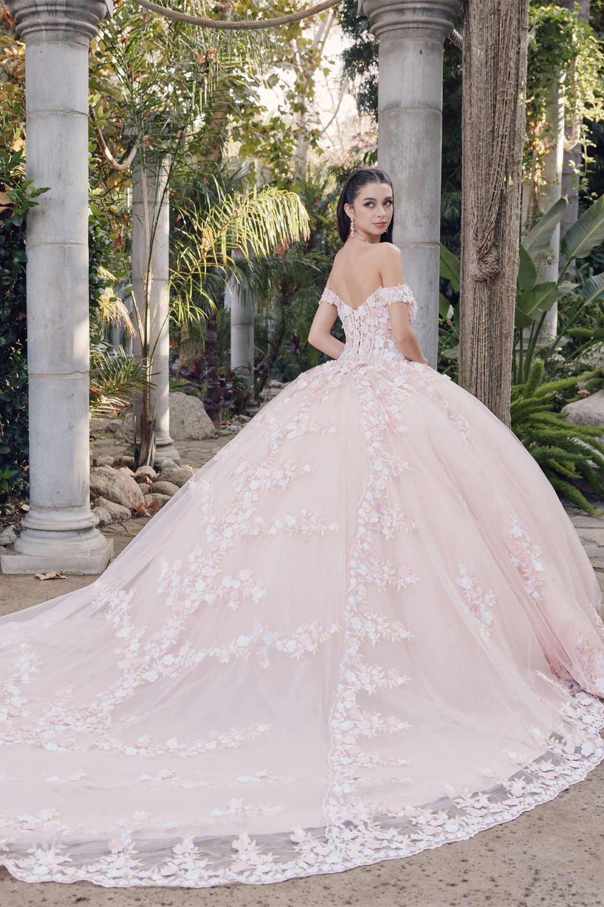 Juliet JT1460J Off the Shoulder Corset Bodice Poofy Quinceanera Gown