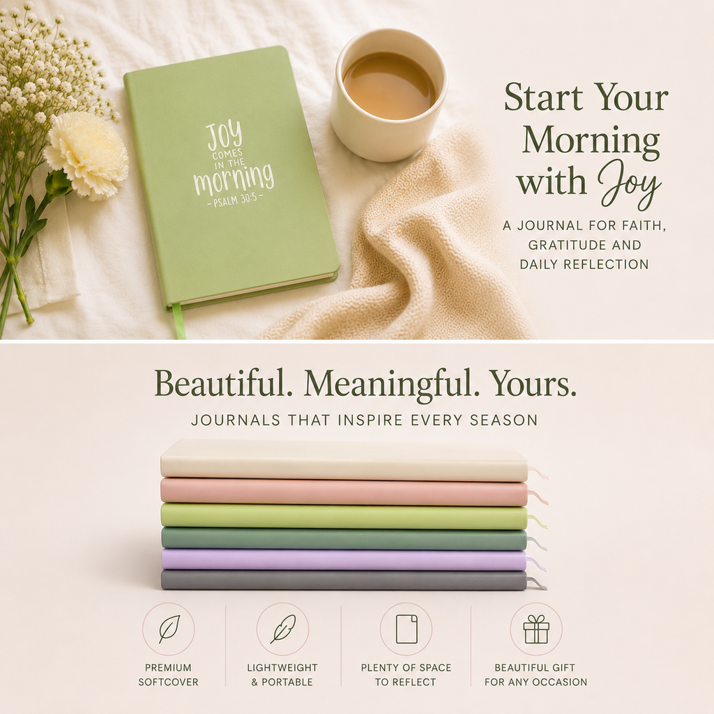 Journal: HeyPeacock Journal, PREMIUM Soft Leather - JOY COMES IN THE MORNING