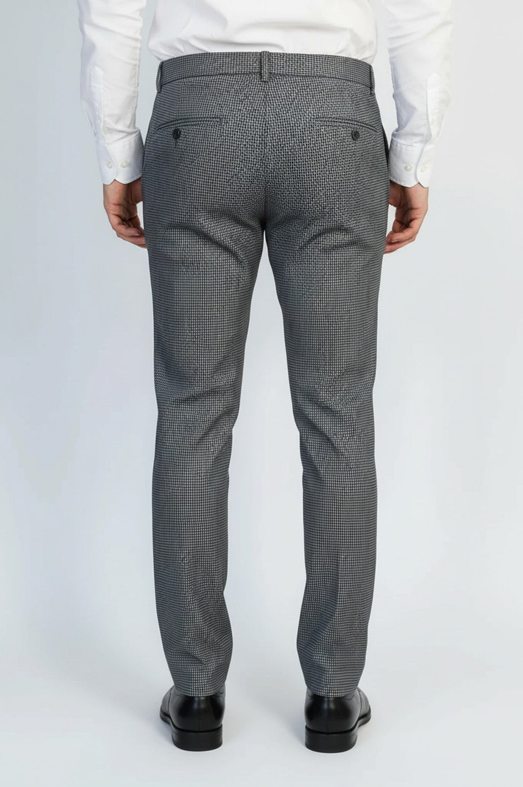 Black & Grey Micro-Patterned Fabric Trousers – Wessi