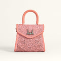 Loyal West Leon Mini Handle Purse - Pink Handtooled Leather & Calfskin