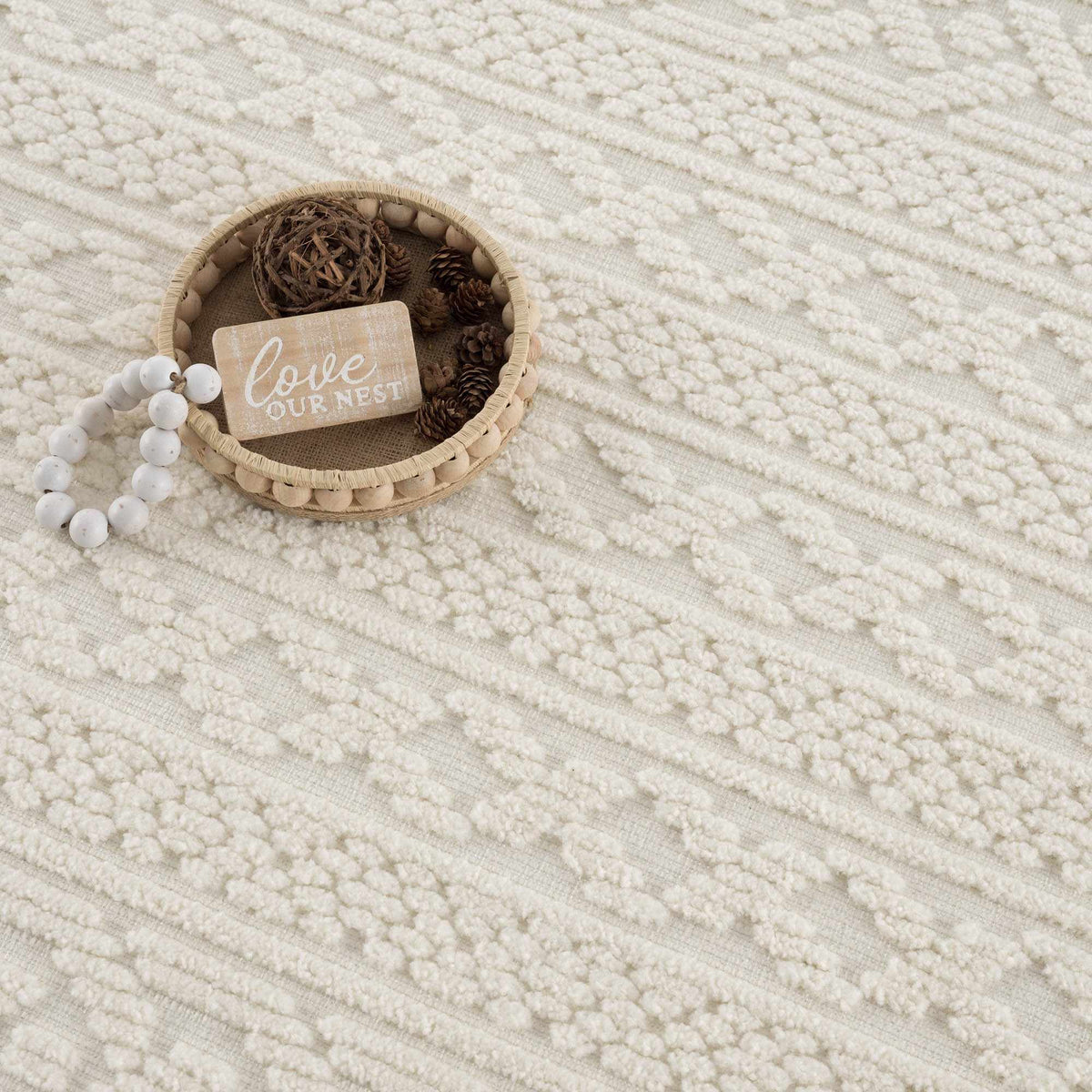 Fadey White 3D Washable Rug