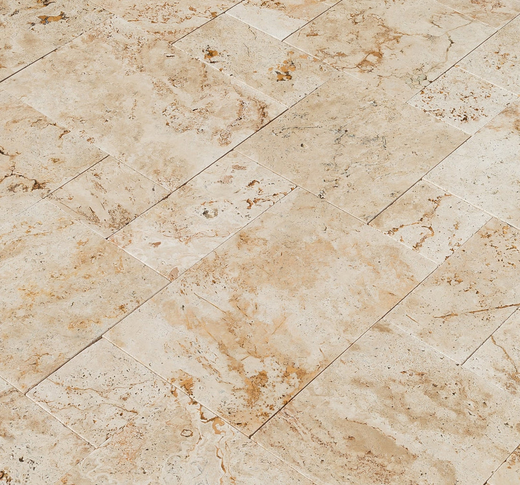 Light Antique Travertine Pattern Tumbled Pavers - Full Truckload