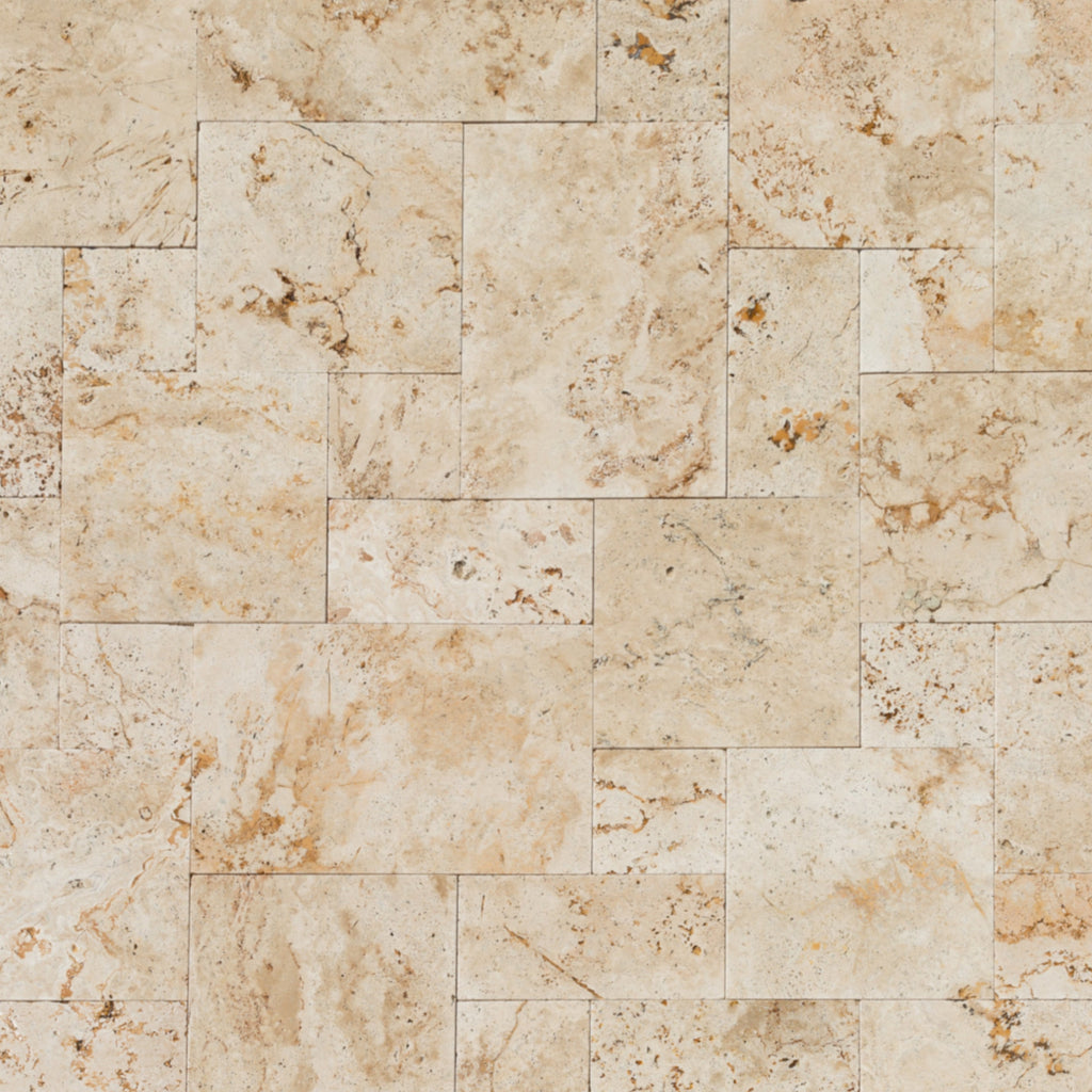 Light Antique Travertine Pattern Tumbled Pavers - Full Truckload