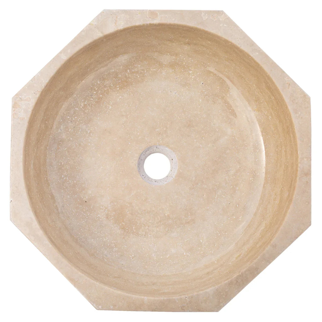 Light Beige Travertine Octagon Above Vanity Bathroom Vessel Sink Polished