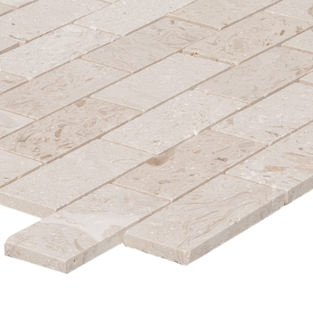 Mayra White Limestone Brushed Mosaic Floor and Wall Tile - Livfloors Collection