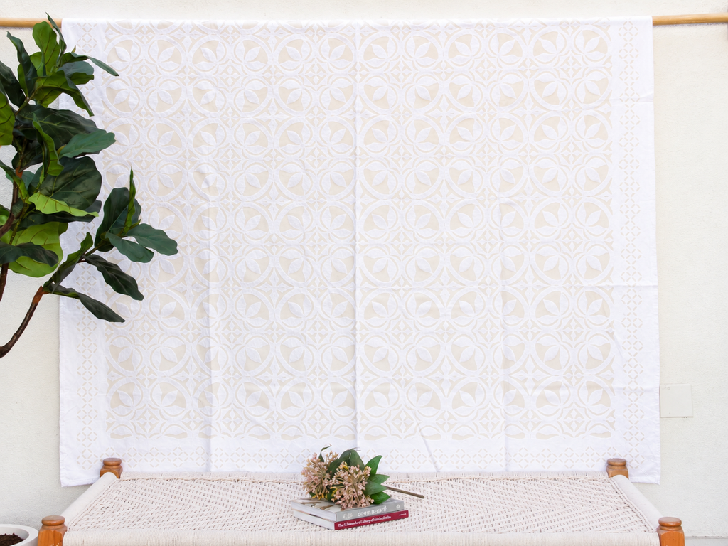 Lotus Bloom Artisan Floral Applique Quilt