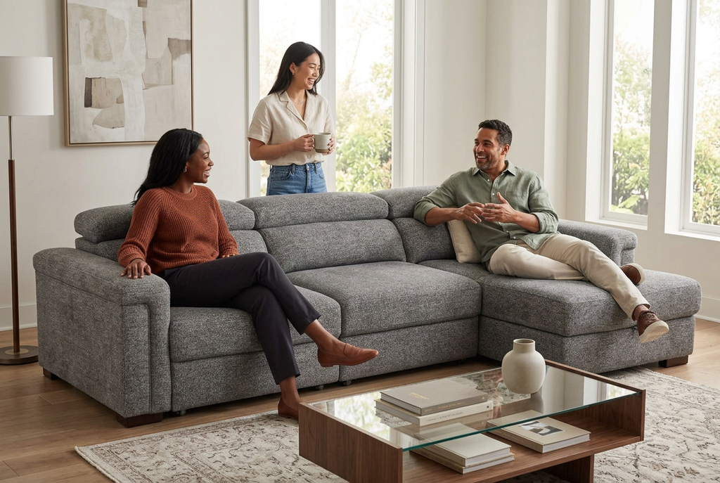 Lucious Gray Double Slider Power Sectional Sofa w/ Storage LAF Chaise