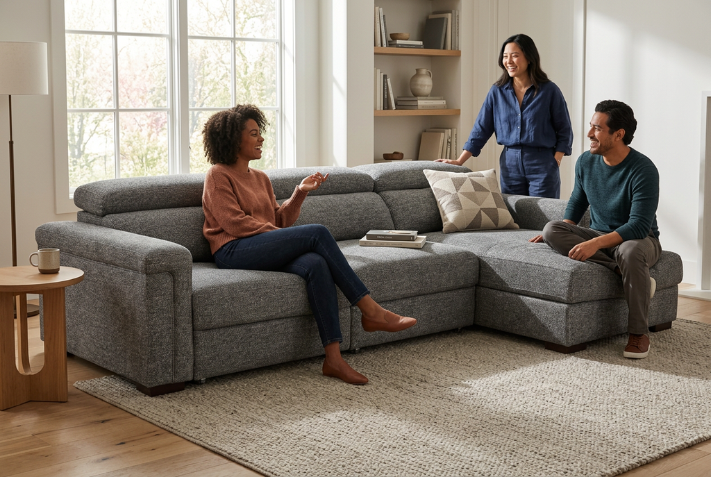 Lucious Gray Double Slider Power Sectional Sofa w/ Storage LAF Chaise