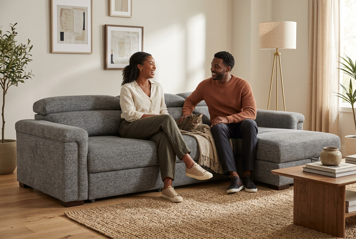 Lucious Gray Double Slider Power Sectional Sofa w/ Storage LAF Chaise