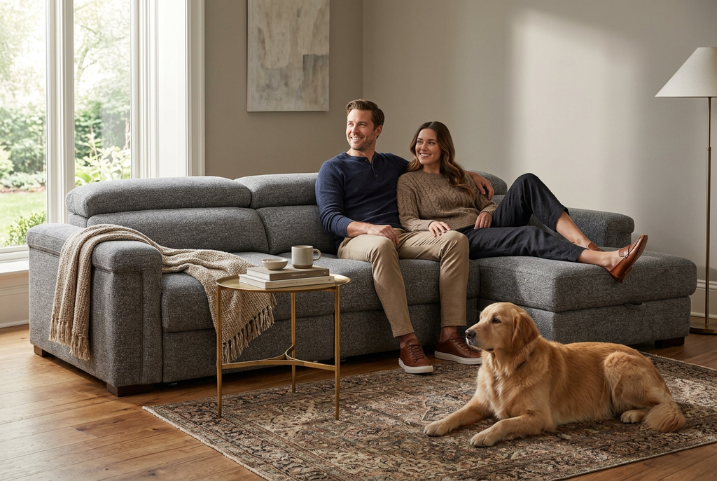 Lucious Gray Double Slider Power Sectional Sofa w/ Storage LAF Chaise
