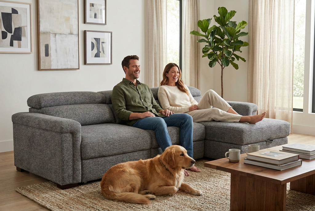 Lucious Gray Double Slider Power Sectional Sofa w/ Storage LAF Chaise