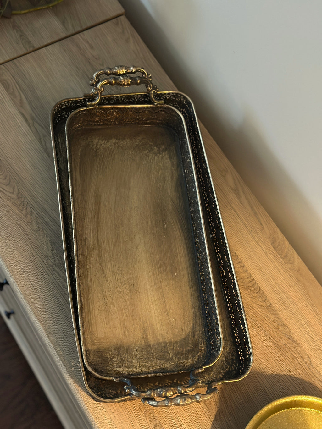 Ornate Vintage-Style Filigree Serving Tray Set of 2