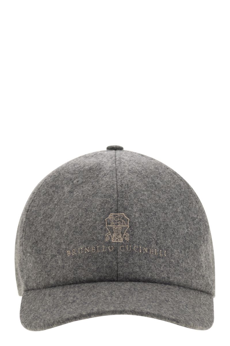 BRUNELLO CUCINELLI Virgin Wool Flannel Baseball Cap with Embroidered Logo