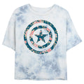Junior's Marvel Captain Floral Bombard Tie-Dye T-Shirt