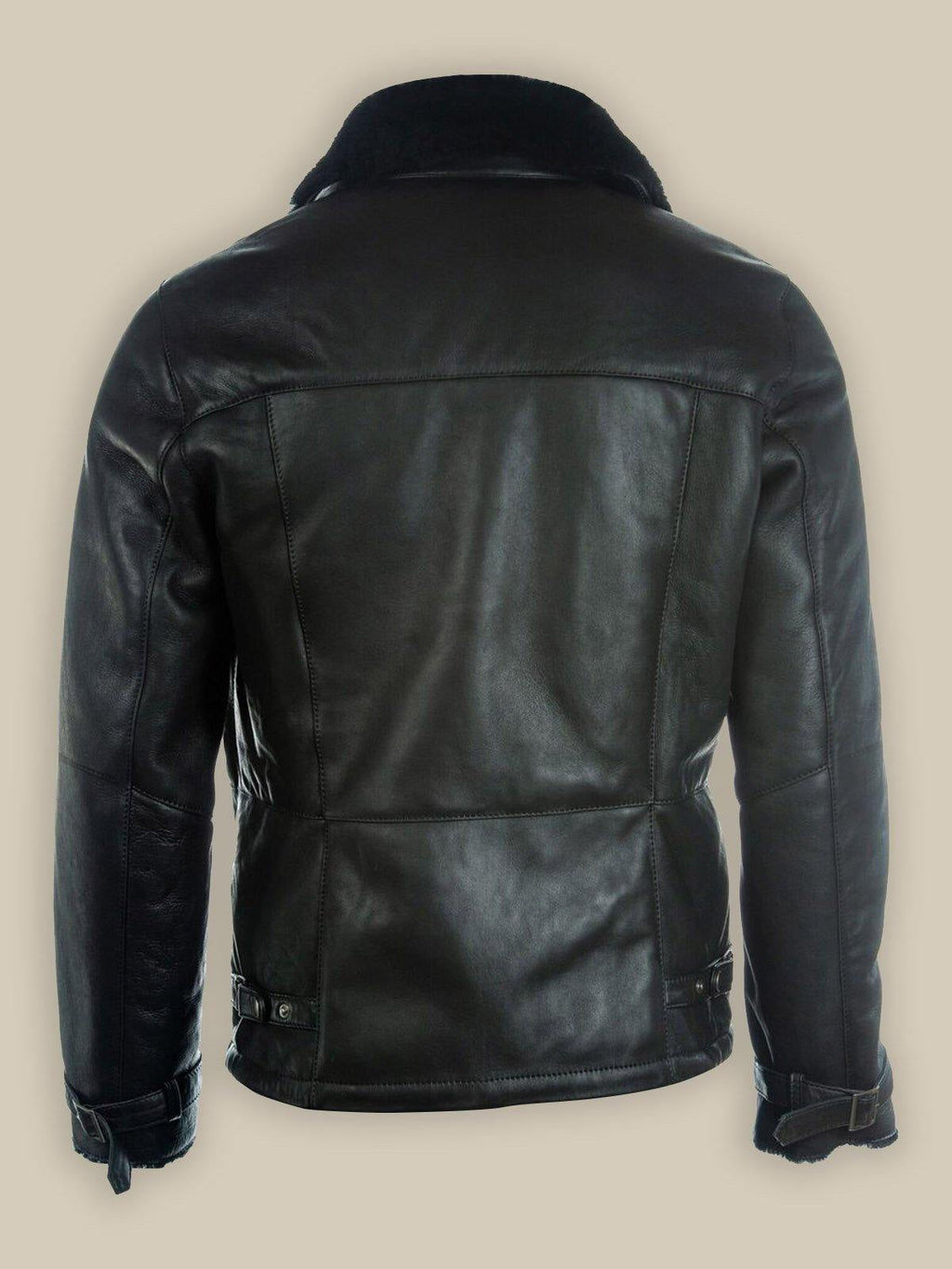 Men’s Pure Black B3 Shearling Bomber Leather Jacket