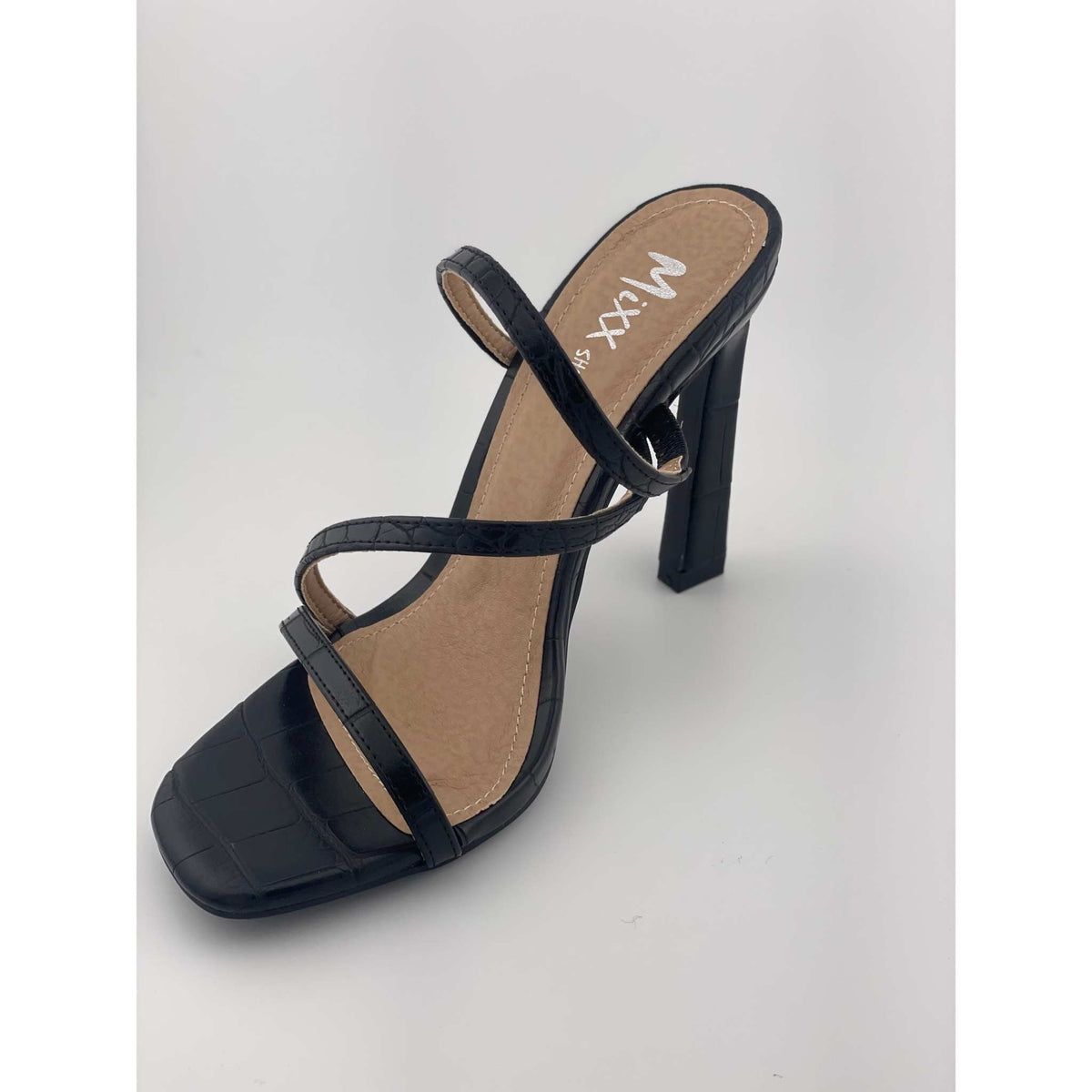MIXX SHUZ MISS BLACK CROC PU HEELS