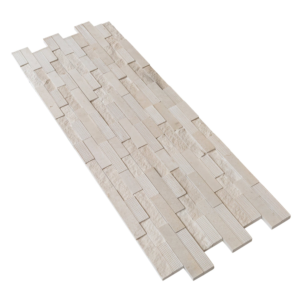 Mayra White Ledger Multi-surface 3D Panel 6"x24" Marble Wall Tile - Full Truckload