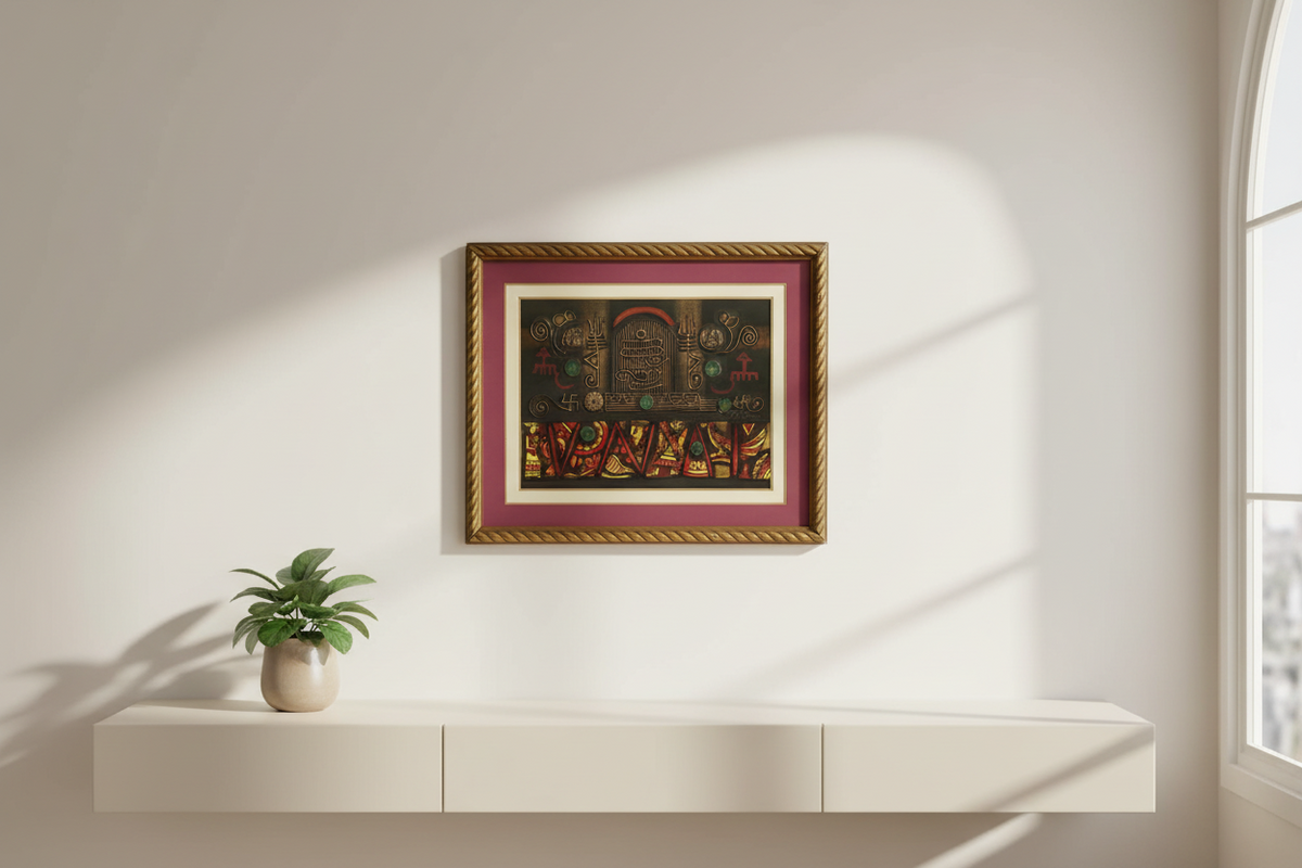 Mixed Media Tribal Indian Relief Art