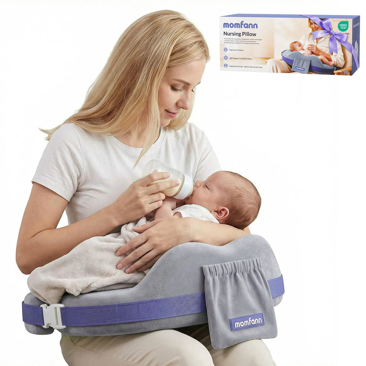 Momfann Memory Foam Nursing Pillow with Safety Guard