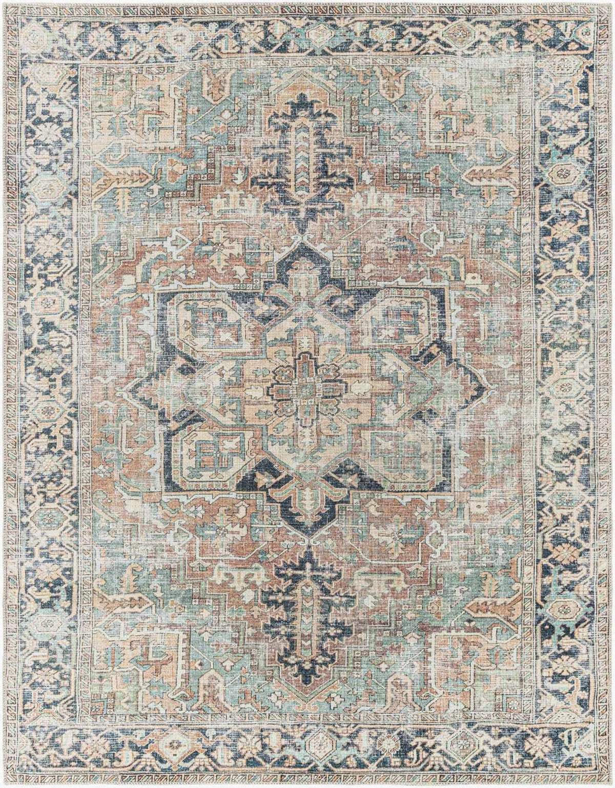 Green Nisa Tumble Dry Washable Rug