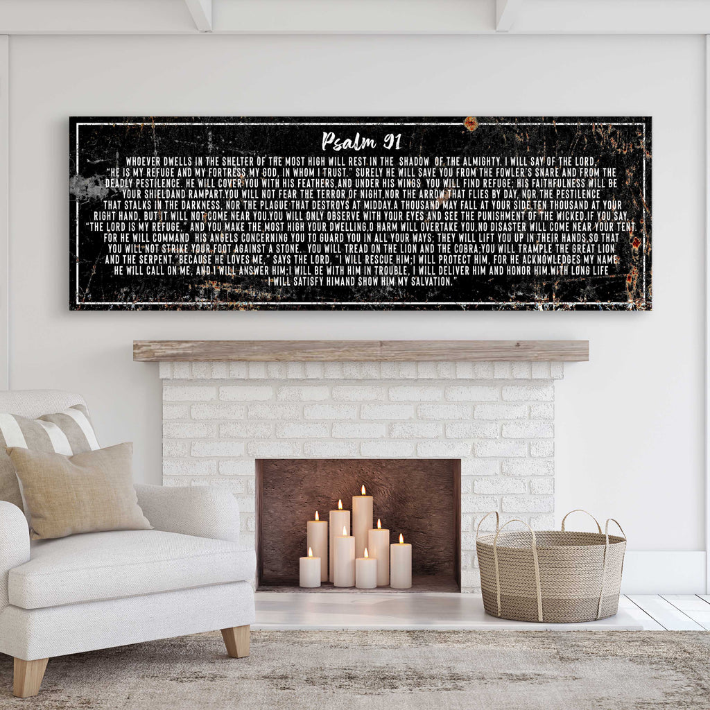 Psalm 91: 'He Is My Refuge' Sign - Inspirational Christian Wall Art for living room, religious decor