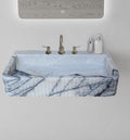 New York Marble Wall-mount Bathroom Sink Fluted Front and Edges (W)16" (W)28" (H)5"