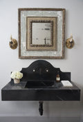 Toros Black Marble Wall-mount Bathroom Sink with Backsplash Polished (W)15" (W)33" (H)6"