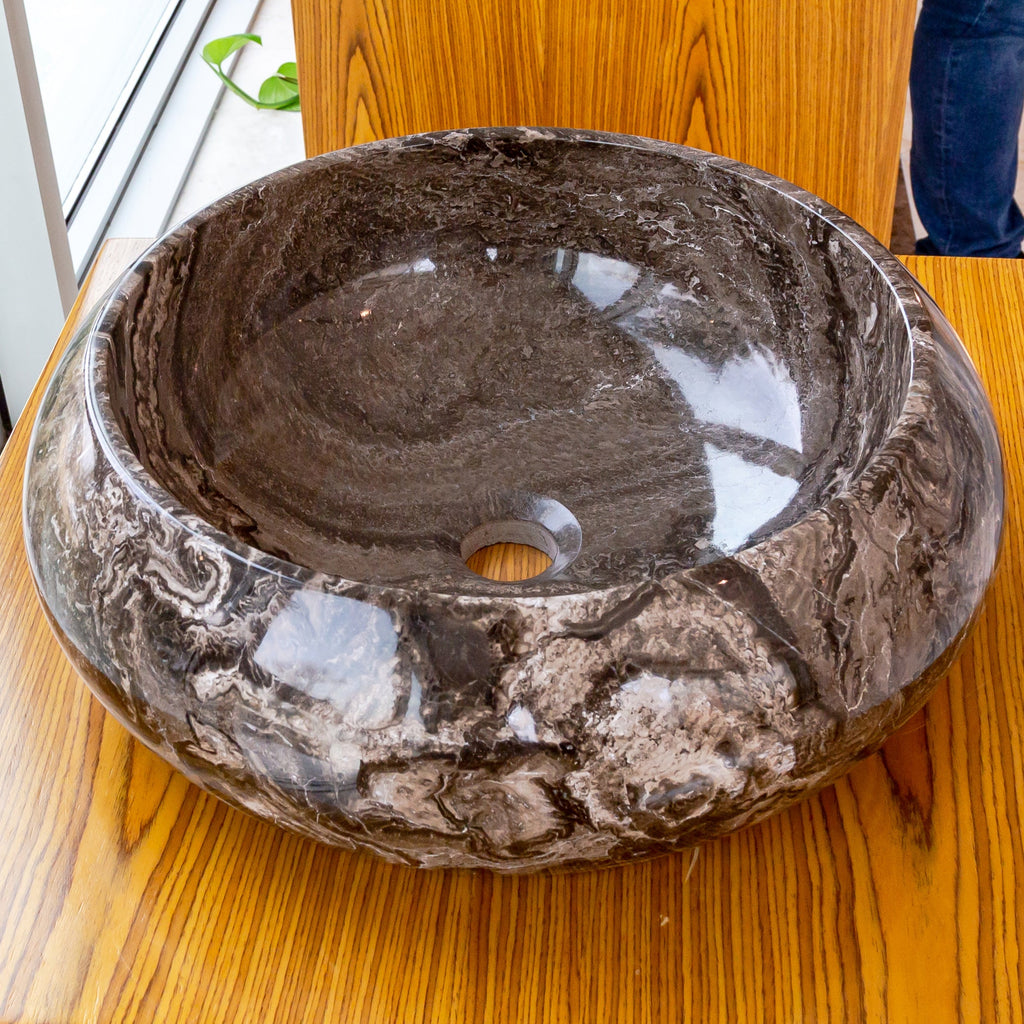 Narcist Brown Marble Vessel Sink High-Gloss Polished