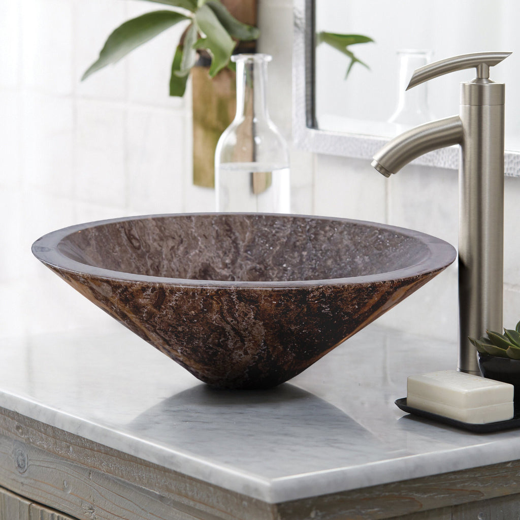 Narcist Brown Marble V-Shape Tapered Sink Polished (D)16" (H)6"