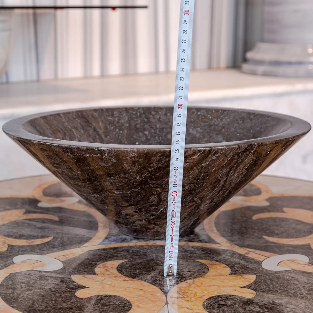 Narcist Brown Marble V-Shape Tapered Sink Polished (D)16" (H)6"