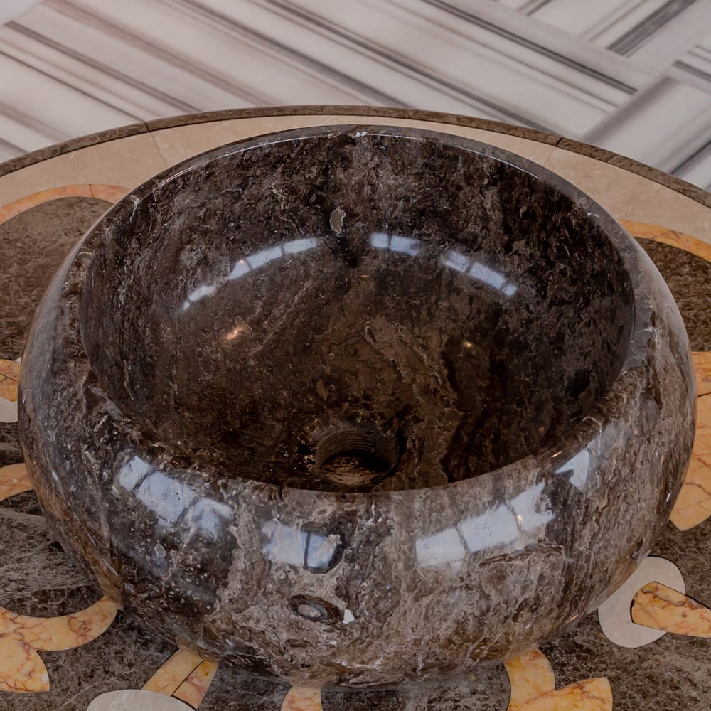 Narcist Brown Marble Vessel Sink High-Gloss Polished