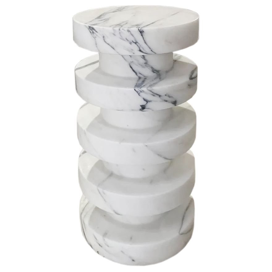 New York Marble Plinth Designer Side Table Polished (D)12" (H)24"