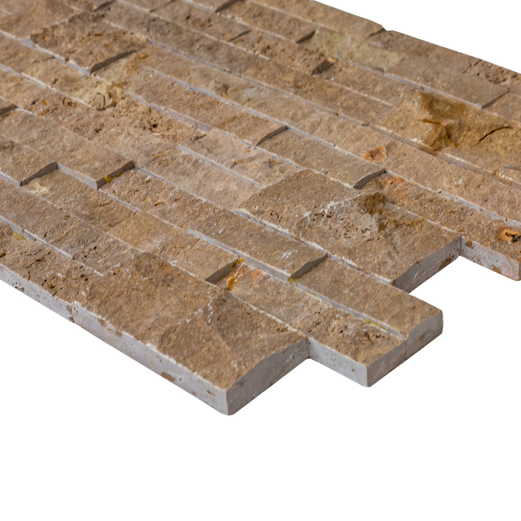 Noce Brown Ledger 3D Panel 6"x24" Natural Marble Wall Tile - Full Truckload