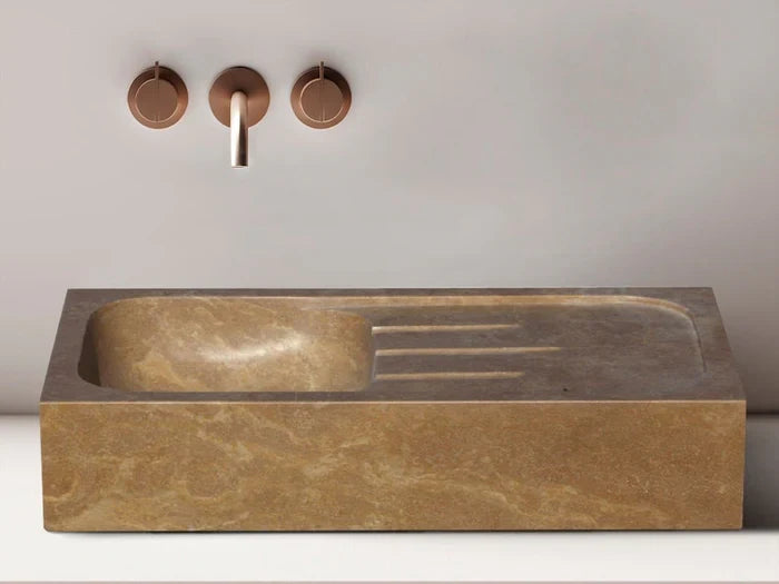 Noce Brown Travertine Rectangular Farmhouse Sink Honed and Filled (W)18" (L)36" (H)7"