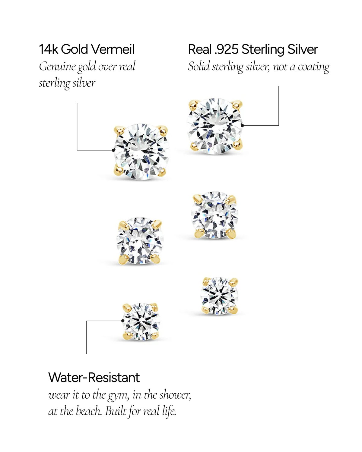 Sterling Silver CZ Stud Earring Set