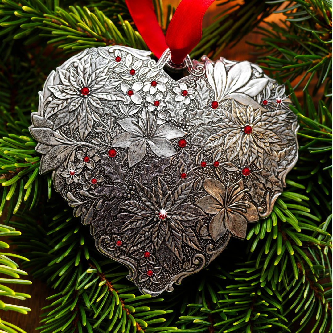 Seasons of Love- Winter Floral Heart Ornament (Aluminum)
