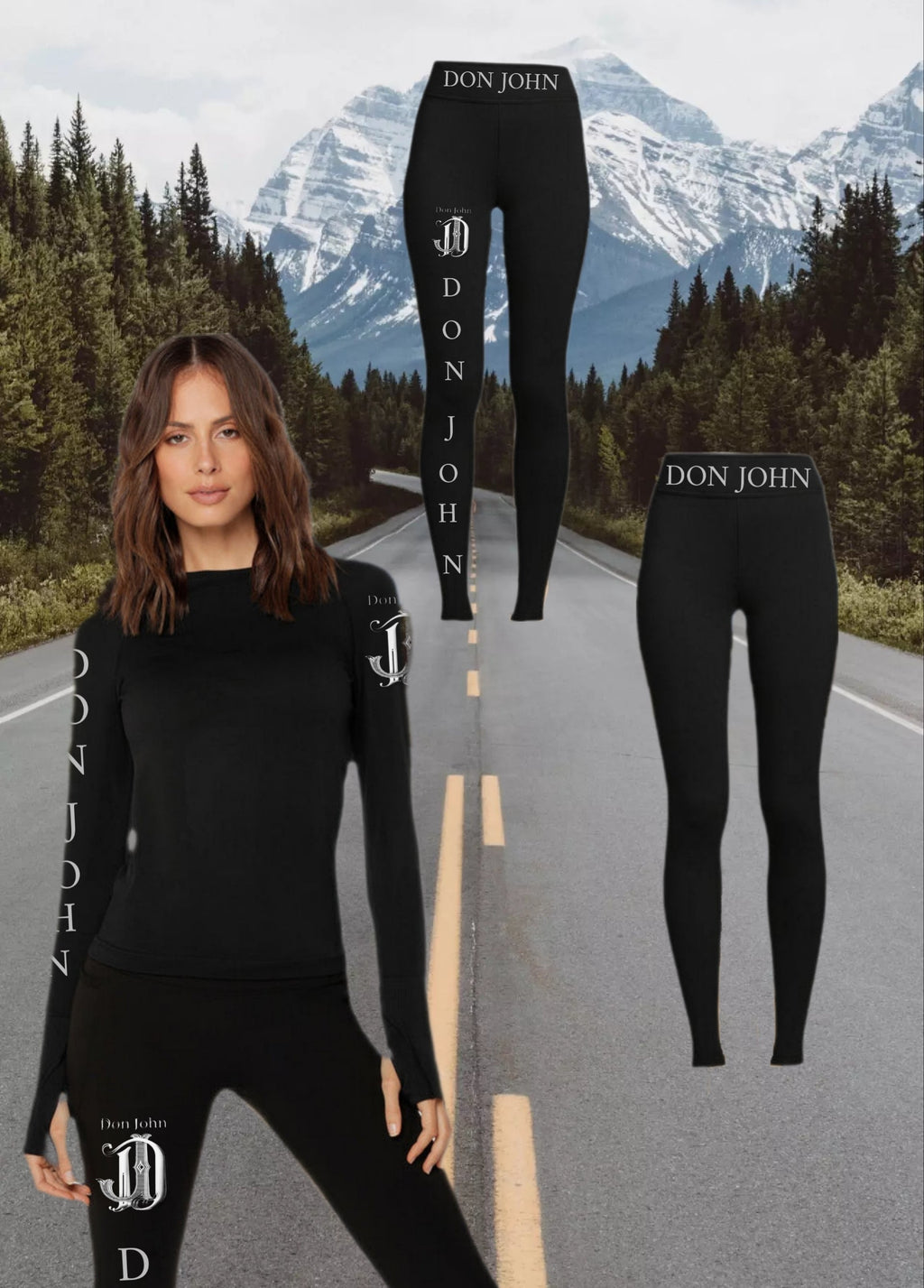 DON JOHN Yoga Outfit Sets Hooded Top Women's