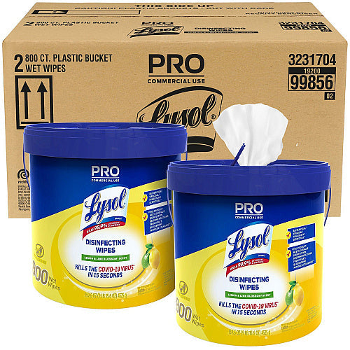 Lysol® Pro Disinfecting Wipes, 800 Wipe Bucket, 2 Buckets (99856CT)